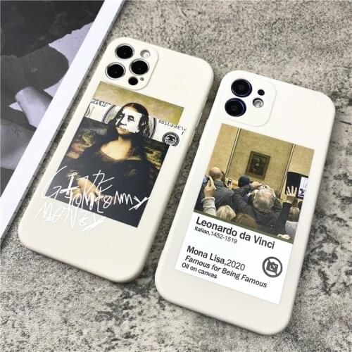Painting Mona Lisa ow soft Case For iPhone 11 12 Pro Max mini 7 8 6 6S Plus XR X XS MAX se Liquid silicone phone Cover fundas