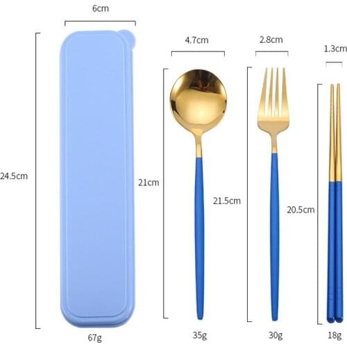 20Set 304 Stainless Steel Portable Cutlery Chopsticks And Fork Spoon Portuguese Black Gold Western Steak Set 3 Pcs Mirror Spoon