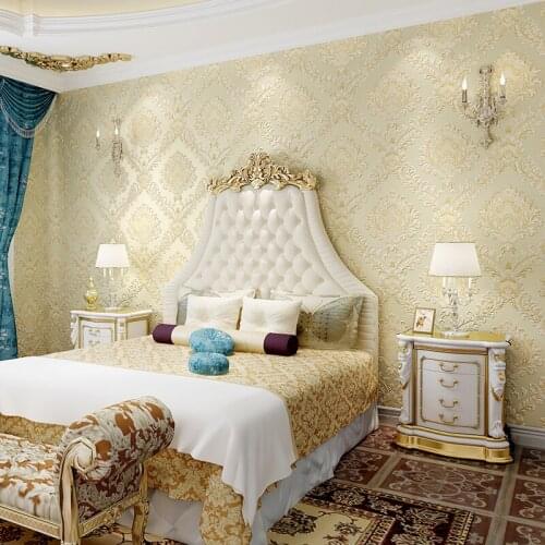 Classic European Florals Stripes Wall papers Home Decor Embossed 3D Damask Wallpaper Roll Bedroom Living Room Sofa TV Background