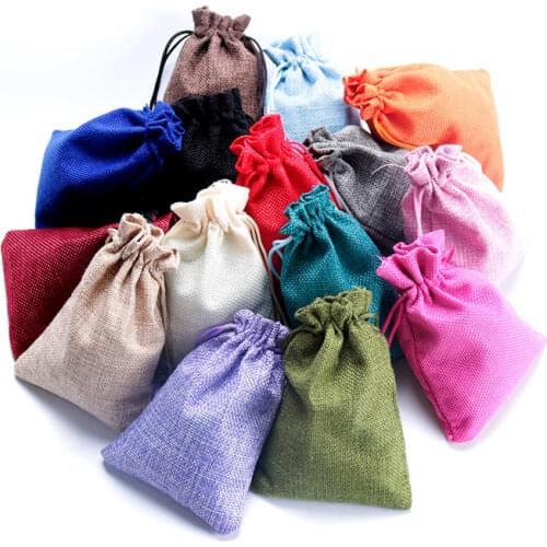 Wholesale 7x9cm Jute Drawstring Bags Pouches Jewelry Gift Bags 500pcs Small Cloth Earring Packing Pouch wedding jute Gift Bag