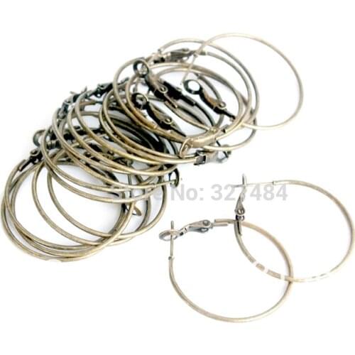 Wholesale Antique bronze brass 1000pc 20mm Earwires Earring Hoops-Wires-Hooks Jewelry Hoop Earring Findings