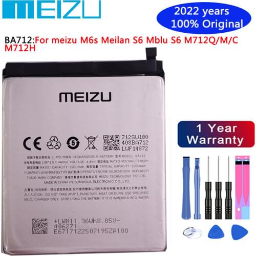 2021years Meizu Original 3000mAh BA712 Battery For MEIZU M6s Meilan S6 Mblu S6 M712Q/M/C M712H Mobile Phone Batteries+Free tools