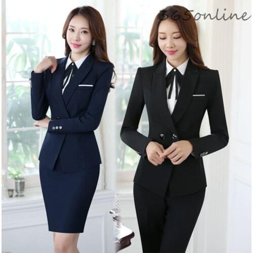 Autumn Winter Novelty Uniform Styles Formal Women Business Work Wear Suits Ladies Office Professional Blazers Set Pantsuits