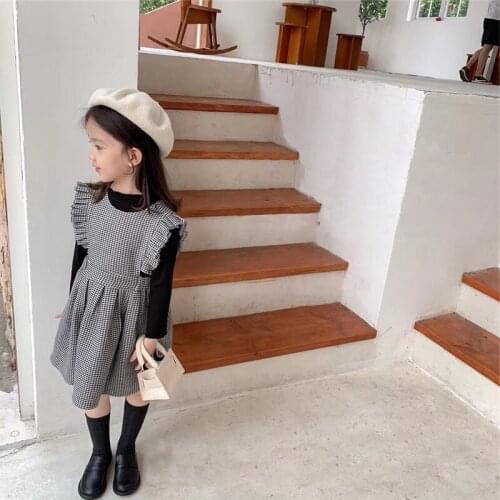 2-7 Years A-Line Girls Autumn Daily Dress Baby Girl Dress Jumper for Birthday Party School Casual Wear Plaid Sleeveless Dresses