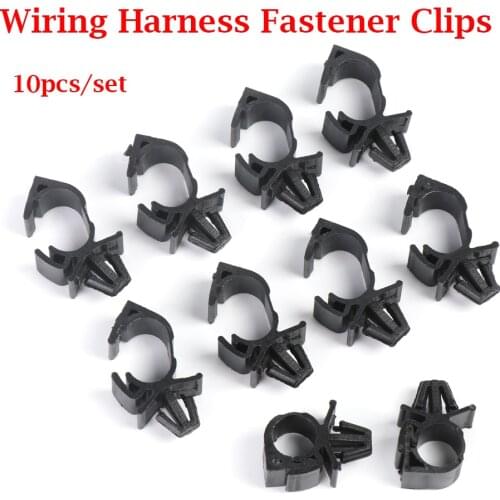 10Pcs Plastic Car Wiring Harness Fastener Clips Cable Pipe Tie Wrap Cable Clamp Oil Pipe Beam Line Push Mount Retainer Clip
