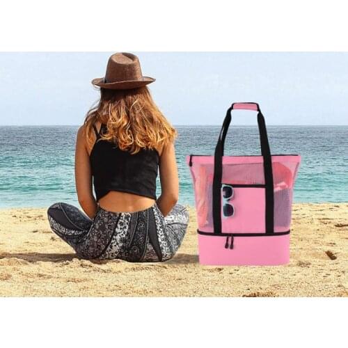 Mesh Beach Bag With Detachable Beach Cooler - MAX Capacity 34L 150lbs Ultra Durable For Family Picnic Beach Tote Bag