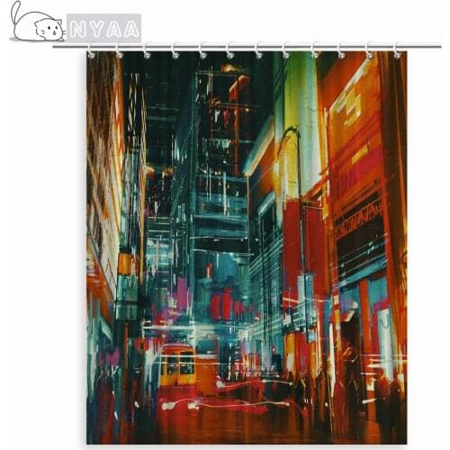 3d Nordic Italy Street Alley Shower Curtain Garden Flowers Scenery Retro Design Cloth Curtains Waterproof Home Bathroom Decor