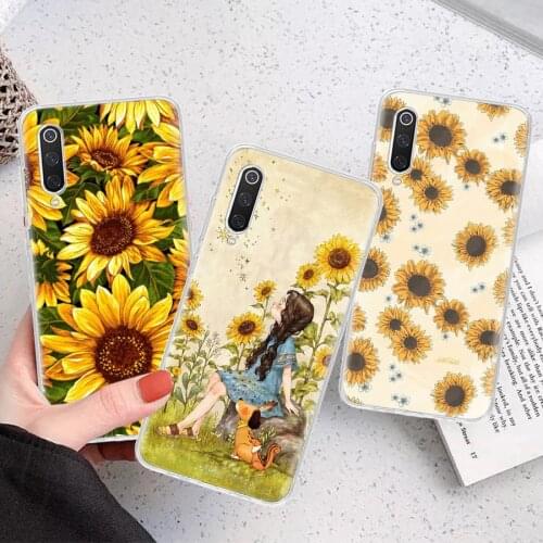 Beauty Yellow Sunflower Print Silicon Phone Case For Xiaomi Note 10 Mi 11 9 8 CC9 10T 9T 5X 6X A3 A2 A1 Lite Pro Poco F1 X3 Cove