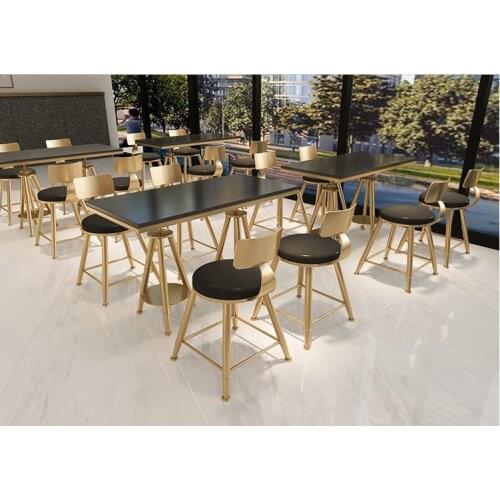 Nordic modern red milk tea shop furniture combination simple fresh coffee shop sweet shop wrought iron chairs small tables and c