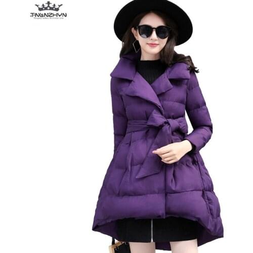 Tnlnzhyn 2019 New Winter Jaket Women Fashion A-line Medim long Down Cotton Jacket thick warm Down Jacket Coat Y833