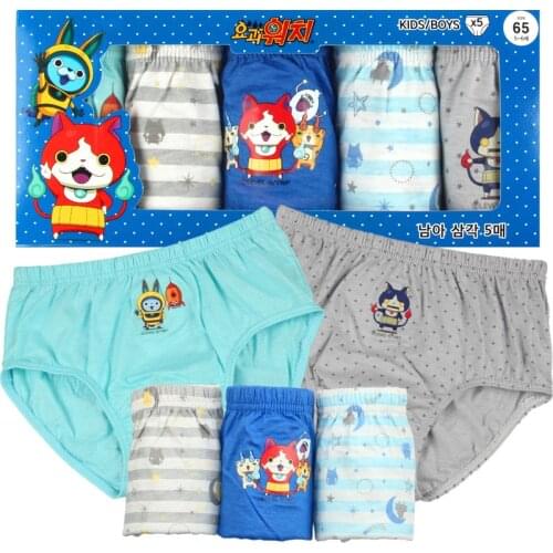 5pcs Cotton Kids Underwear Boys Briefs Spandex Cartoon Stretchy Panties Kid Clothes 3 4 5 6 7 8 9 10 11 12 Year Old OBU203124