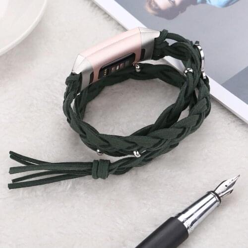 Creative Weave Straps Bracelet for Fitbit Charge 4/3 Bands Wristband Handmade Genuine Leather Accessories Sport Watch Band Strap