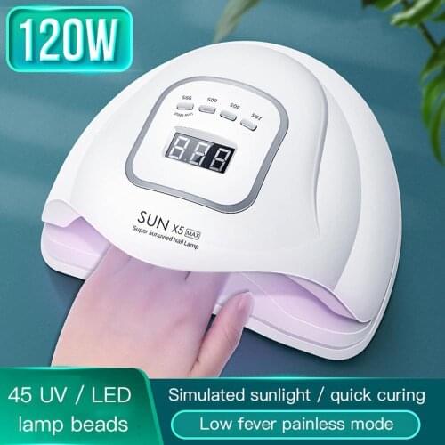 120W Smart UV LED Lamp Gel Polish Nail Dryer Timed Manicure Phototherapy Machine