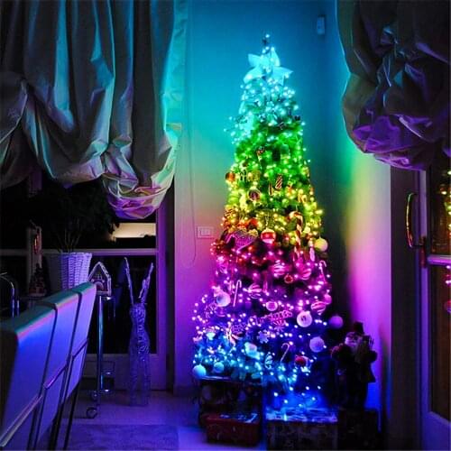 SUNYIMA 100LED 200LED USB Outdoor Holiday Light Decorative Fairy Music String Lights with Bluetooth Control for Christmas ROOM