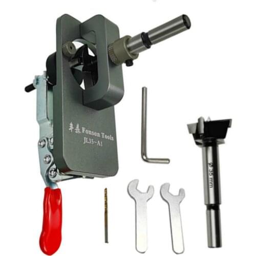 35mm Hinge Hole Device Drilling Guide Locator Cabinet Door Aircraft Hinge Opener Door Cabinets Aluminum Alloy Woodworking Tool