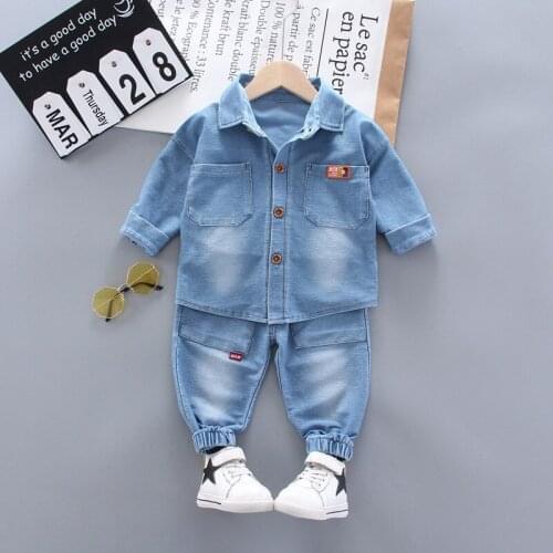 Spring Autumn Children Clothes Baby Boys Girls Denim Jacket Pants 2Pcs/sets Fashion Infant Kids Toddler Outdoor Tracksuits