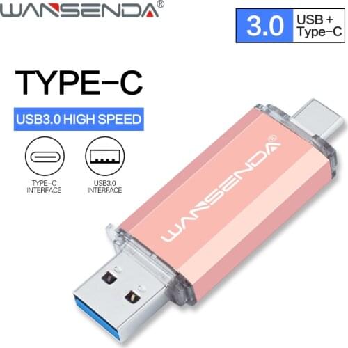WANSENDA USB 3.0 OTG USB Flash Drive for Type C Mobile Pen Drive 32GB 64GB 128GB 256GB 512GB U Disk 2 in 1 High Speed Pendrive