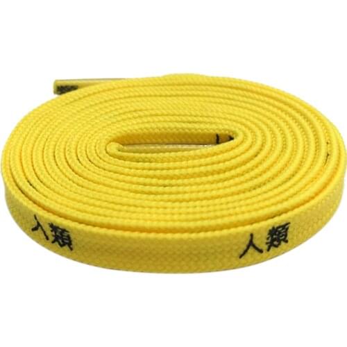 Weiou Printed Japanese Kanji Shoelace Screen Printing Flat Hiragana Shoe Lace Black White Yellow Shoestring Double-sided Latchet