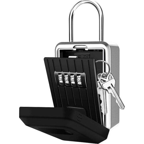 Password Key Box Wall-Mounted Metal Hook Type 4-Digit Password Lock Outdoor Key Storage Box Anti-Theft Waterproof Storage Box