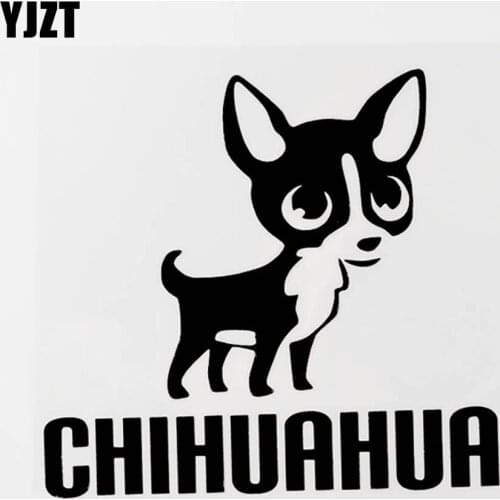 YJZT 14CM×12.7CM Cute Animal Chihuahua Vinyl Decal Car Sticker Black/Silver Accessories 8C-0561
