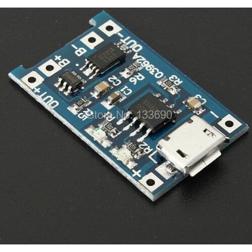 2Pcs 3.7v 3.6V 4.2V 1A Micro USB 18650 Lithium Battery Charging Board Charger Module+Protection Dual Functions
