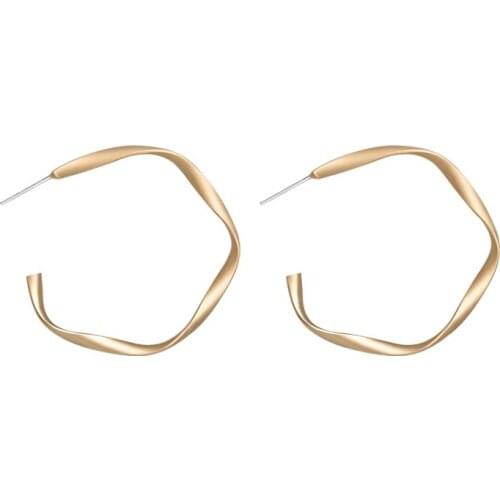 Womans Alloy Twist Semi-Circular Round hoop Earrings Bijoux Jewelry Accessories