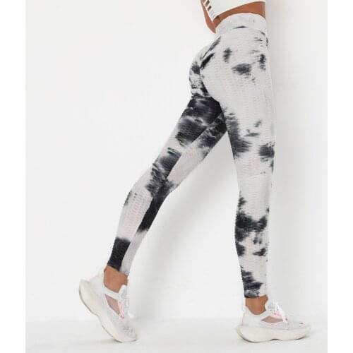 Ink Jacquard Push Up Sports Leggings Women Tie Dye Bubble Yoga Pants Booty Lifting High Waist Fitness Gym Leggings