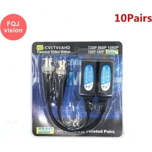 10 Pairs 5MP CCTV Camera Passive Video Balun BNC Connector Twisted Transmission Transceiver for HD 2MP 3MP 5MP AHD Camera