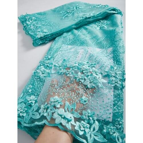 2021 African Lace Fabric High Quality Lace Embroidery Mesh Tulle Lace Fabric 3D Flower African French Lace Fabric 2.5 Yards