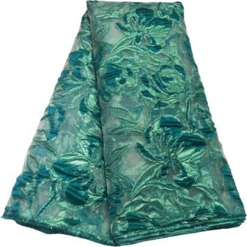 2021 Green Latest Design Brocade Jacquard Lace Fabric French Lace Fabric High Quality African Nigeria Lace Fabric For Party