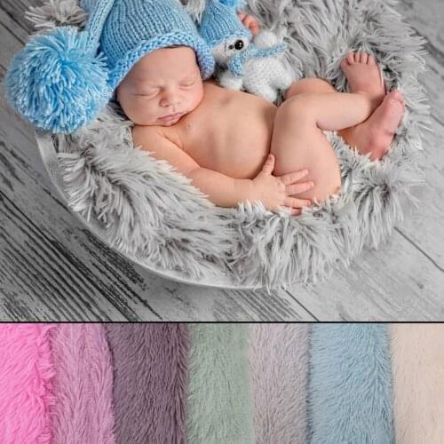 60*70cm Baby Soft Faux Fur Fabric Photography Props Newborn Photographic Backdrops Newborn Blanket Basket Stuffer