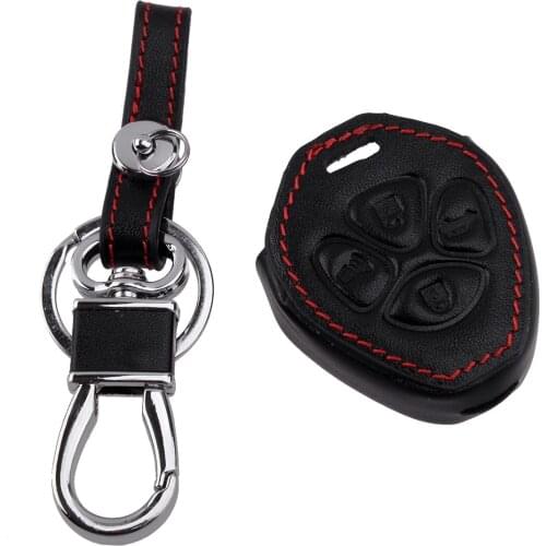 Car Accessories 4 Button Leather Remote Key Cover Case Shell Fob With Keychain Fit For Toyota
