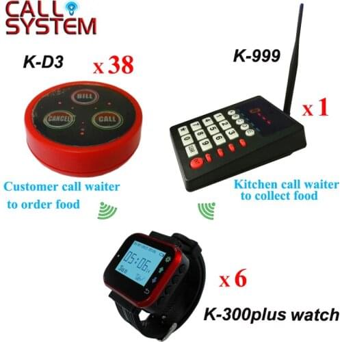 Wireless Waiter Calling System; Guest call waiter to order Chef call waiter to pick up order