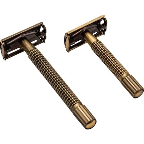 WEISHI Matte Black Steel Coating Safety Razor Long Handle Butterfly Open Classic Safety Razor 11.5 x 4.3cm with 5 blades