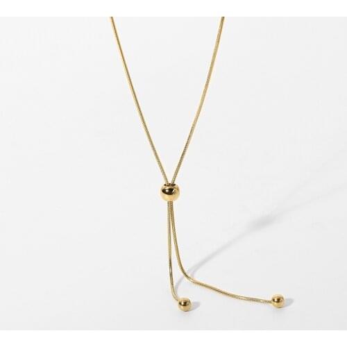 Danity 14K Gold Snake Bone Chain Jewelry Minimalist Cartilage Stainless Steel Chain Necklace With Long Beads