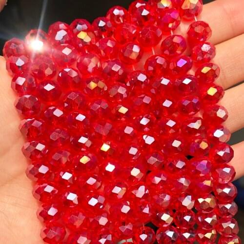 Czech Loose Rondelle Crystal Beads For Jewelry Making Diy Needlework AB Color Red Spacer Faceted Glass Beads 3 4 6 8mm 15
