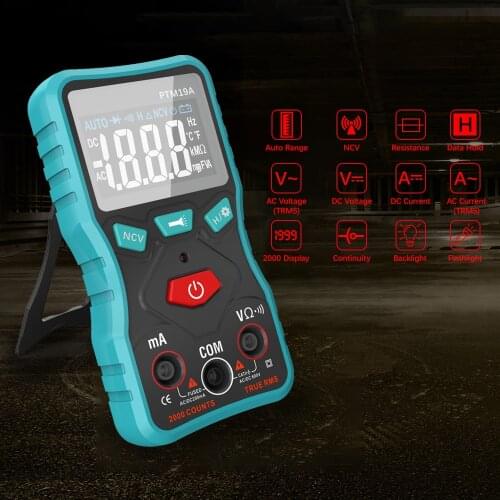 Original PTM19A Digital Smart Multimeter LCD Display True-RMS Digital Tool AC DV Voltage Current Resistance Tester