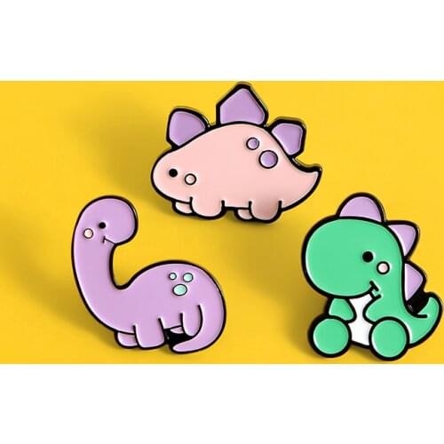 Little dinosaur Enamel Pin Age of Dinosaurs Badge ancient animals Tyrannosaurus Rex Stegosaurus tanystropheus Brooch kids gifts