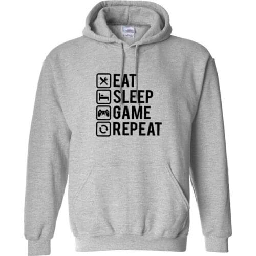 Gamer Shirt Eat Sleep Game Repeat long sleeve fleece hip hop streetwear hoodies men funny sweatshirt autumn hoodie man clothes