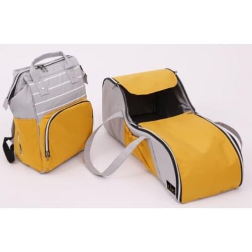 Mother Baby Care Bag Carrycot Main Lap Stroller Dual Set Striped Light Gray Yellow