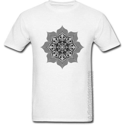Good Nice T Shirt For Men Indian Thai OM Flower Mandala Summer Autumn Cheap Classic Pattern T-Shirts Pure Cotton Crew Neck