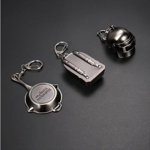 Game PUBG Keychain Playerunknown Battlefield Level 3 Helmet Backpack Saucepan Alloy Cosplay Props Accessories