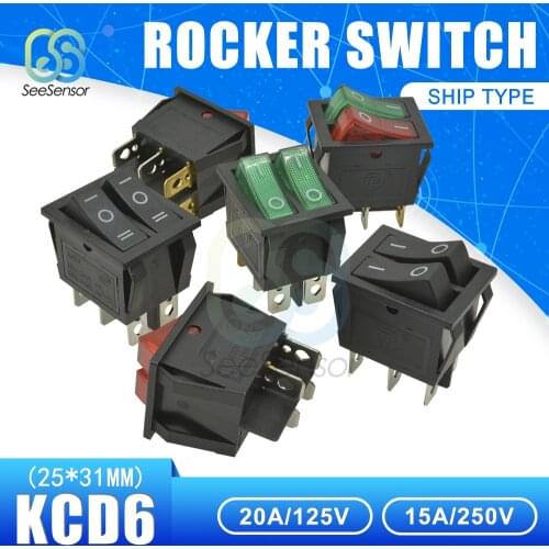 KCD6 Rocker Switch Boat Power Switch 15A 250V 20A 125V ON-OFF 2 Position 4 Pins / 6 Pins