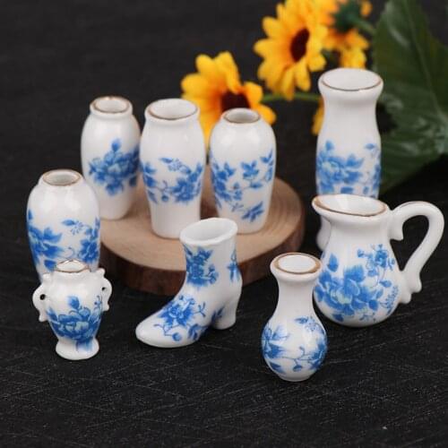 1pc Dollhouse Mini Ceramic Porcelain Vase Accessories Doll House Miniatures Pretend Play Toy
