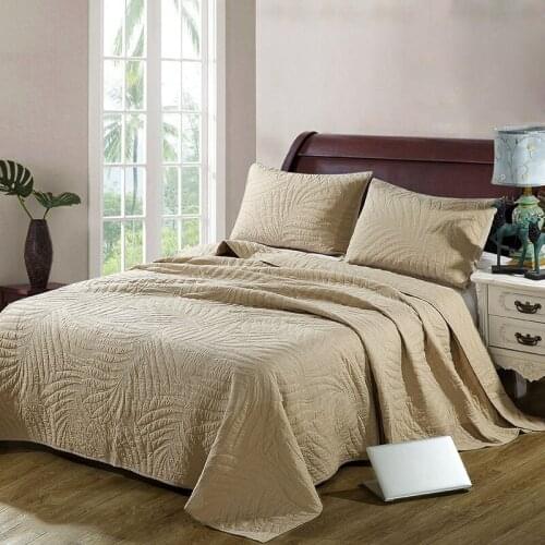 Cotton Bedspreads Quilt Set 3pcs Coverlet Solid Embroidered Quilts Bed Cover King Queen Size Four Season Blanket