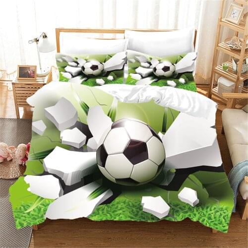 3D Football Pattern Bedding Sets Kids King Queen Single Duvet Cover 3d Bedclothes Sports Man Bedding Set (no Bed Sheets)