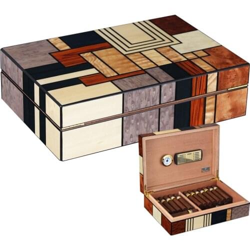Humidor Cedar Wood Large Capacity Glossy Home Cigar Humidor Box W/ Magnet Hygrometer Humidifier Cigar Box
