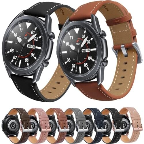 Leather Strap for Samsung Galaxy Watch 3 41 45mm Gear S3 Frontier Bracelet 22 20mm For Huawei Watch GT2 Replacement Strap 46mm