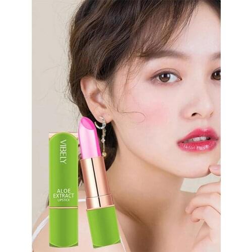 Aloe Vera Lipstick Cosmetics Temperature Colour Changing Long Lasting Lips Moisturizing Plumping Nude Makeup Lip Care Lip Gloss