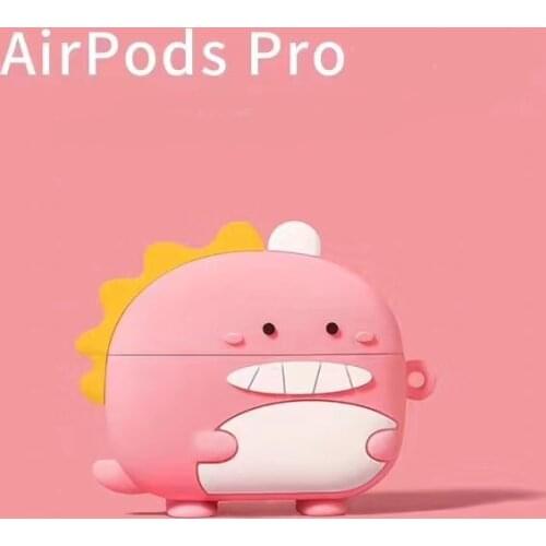 Cute cartoon pink dinosaur case for AirPods 1 2 pro 3 charging case soft silicone wireless bluetooth headset protective cover